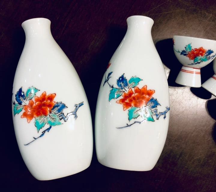 十三代 柿右衛門 錦 草花文 酒器 徳利猪口セット 骨董品