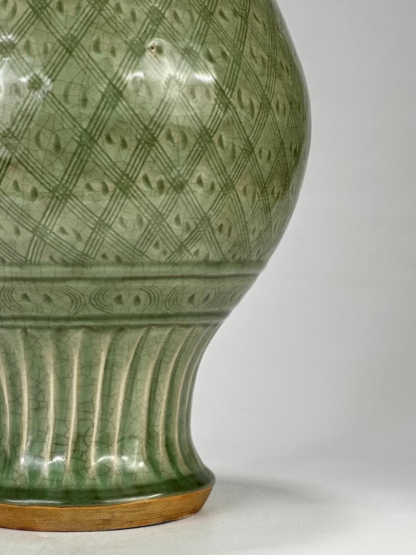 中国美術 龍泉窯 天龍寺 青磁 七官 花瓶 花器 時代 古物 唐物 明