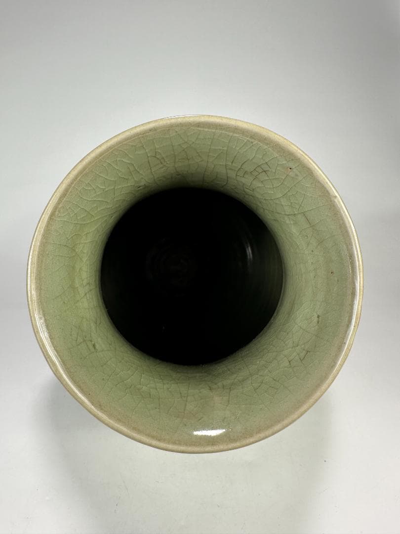 中国美術 龍泉窯 天龍寺 青磁 七官 花瓶 花器 時代 古物 唐物 明