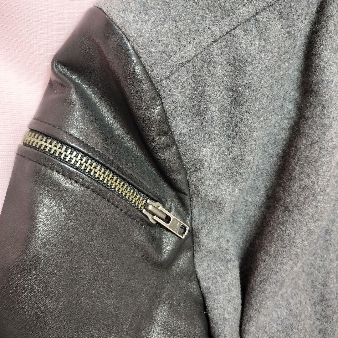 DIESEL シングルライダース ジャケット S ウール 切替 スタジャン 牛革