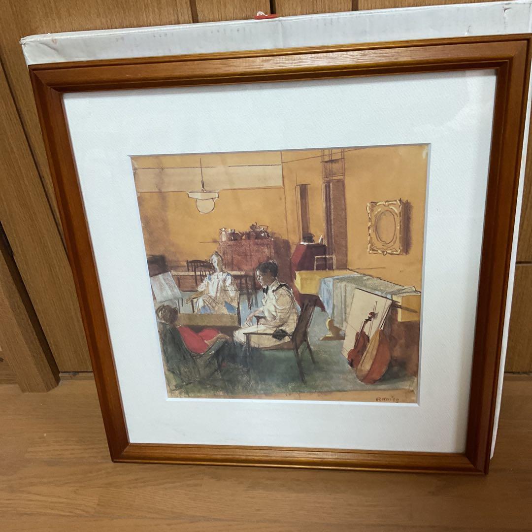 小磯良平 パステル画複製画 タイトル【室内】1976年作