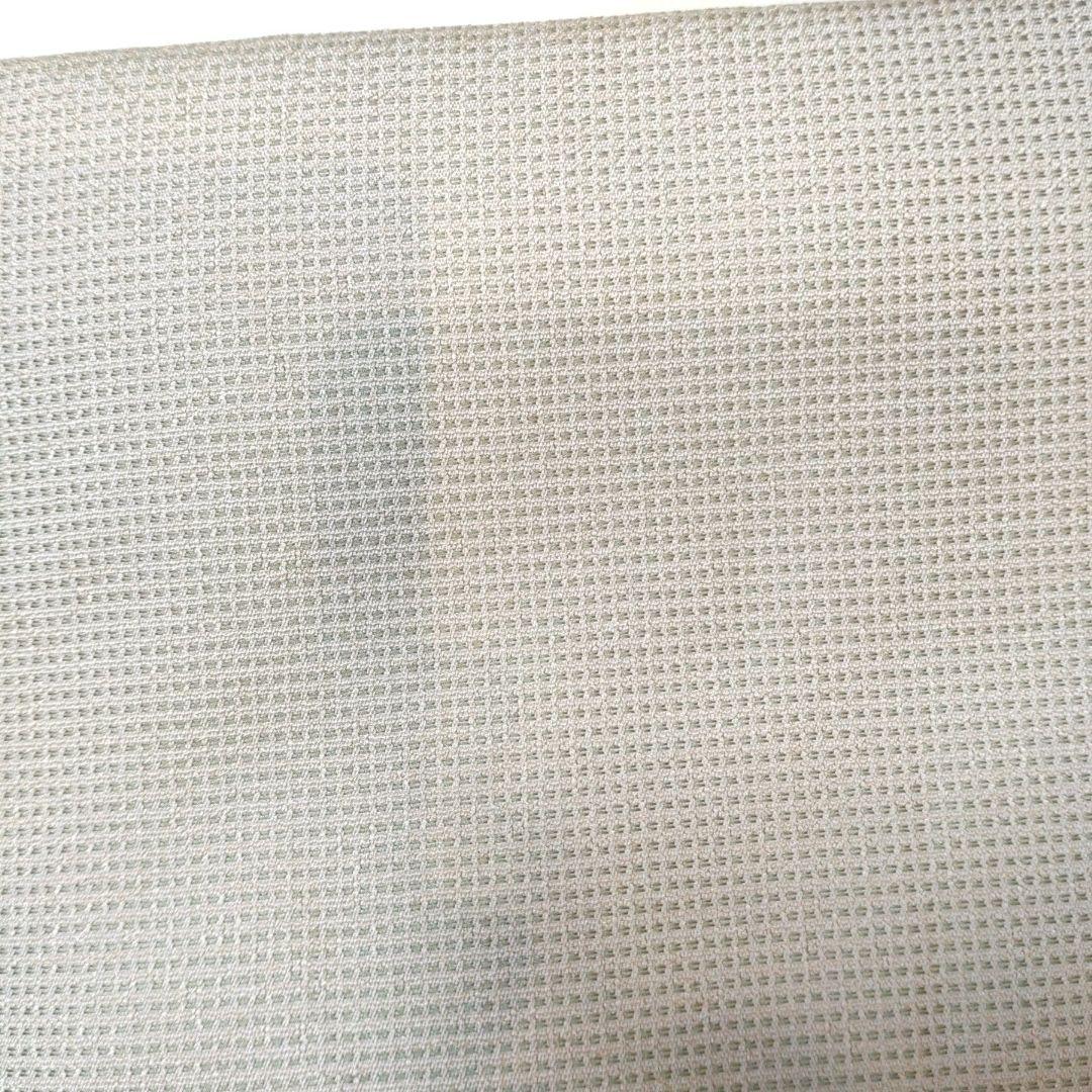 西陣御召 角通し柄 薄い抹茶色 袷 残布付 パールトーン加工済 着物のみ