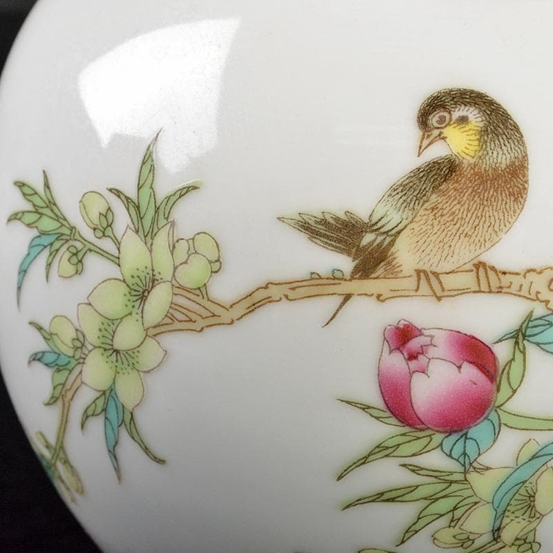 中国中国景徳鎮製粉彩漢詩花鳥文玉壷春瓶時代箱付MR6427