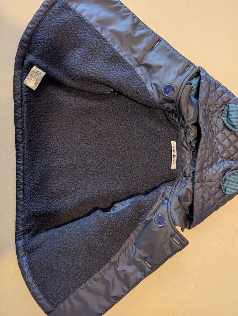 【美品】familiar ファミリア キルティング クマ耳 コート 80