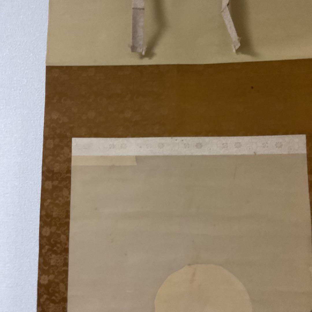 村上委山筆 絹本彩色画 【 鷺図 】 軸先良品 緞子掛け軸