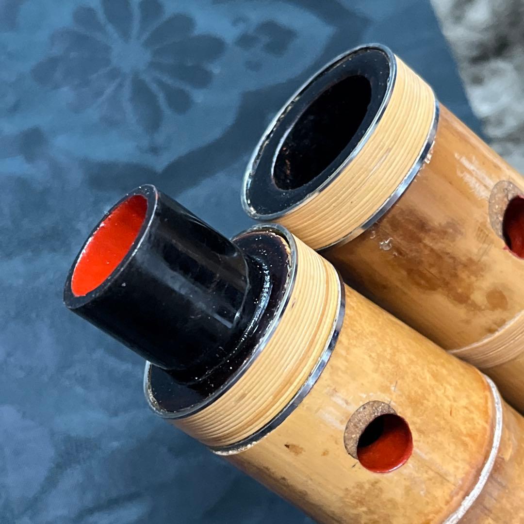 尺八 琴古流 在銘 中継ぎ緩み無し 一尺九寸管 籐巻き