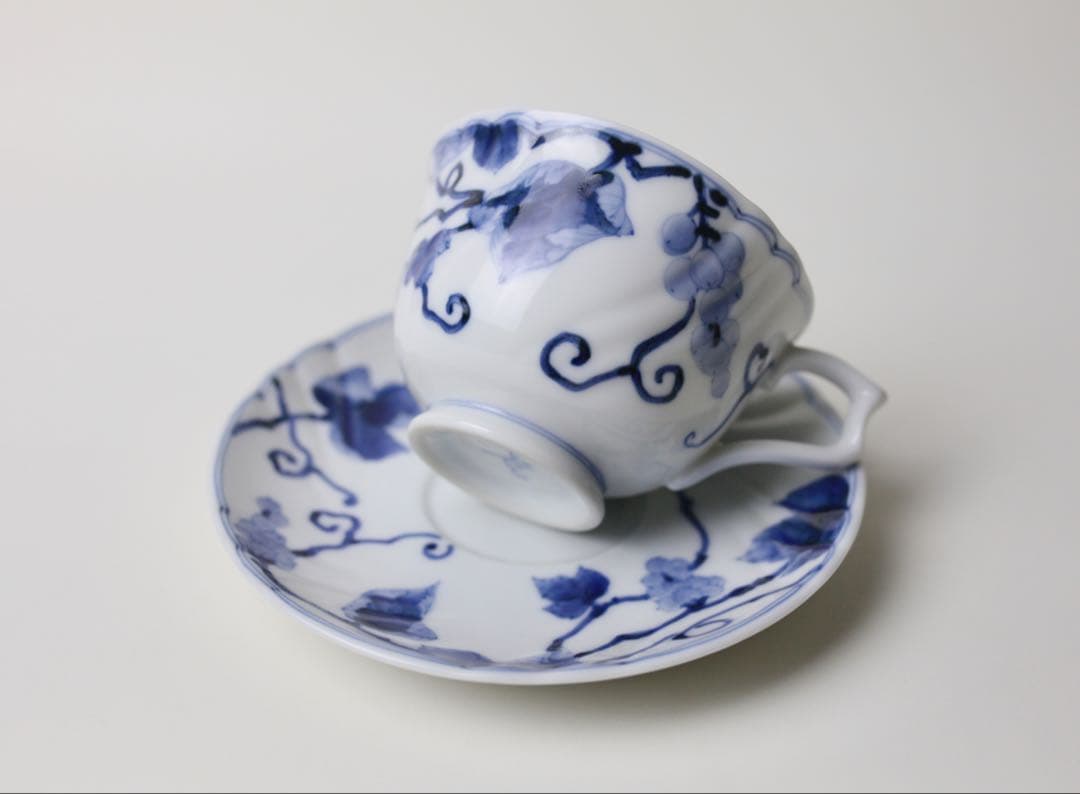 九谷長左 山本長左 藍九谷 葡萄文 カップとソーサー コーヒー - メルカリ