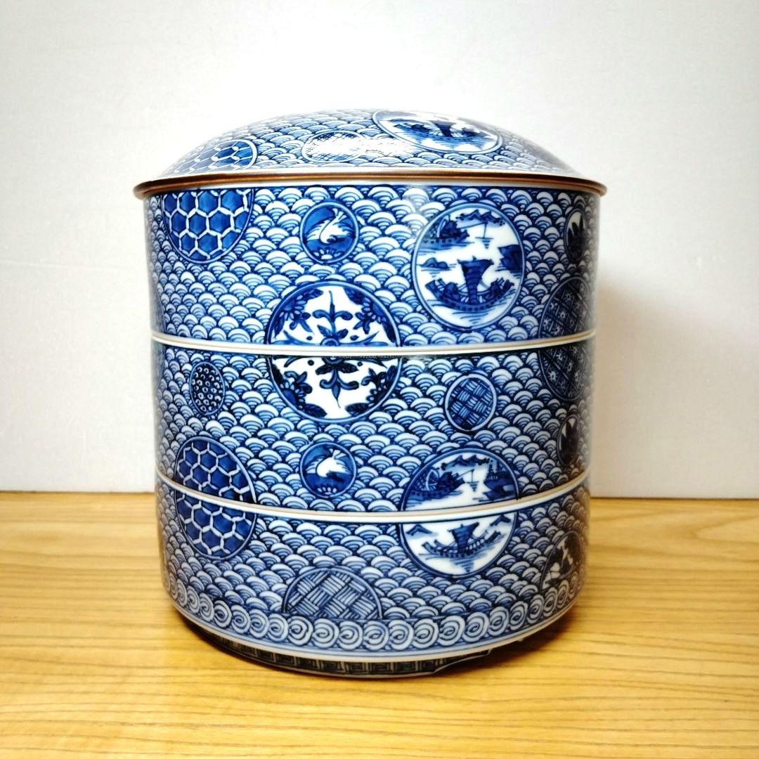 ☆ 平安壹楽 清水焼 染付段重