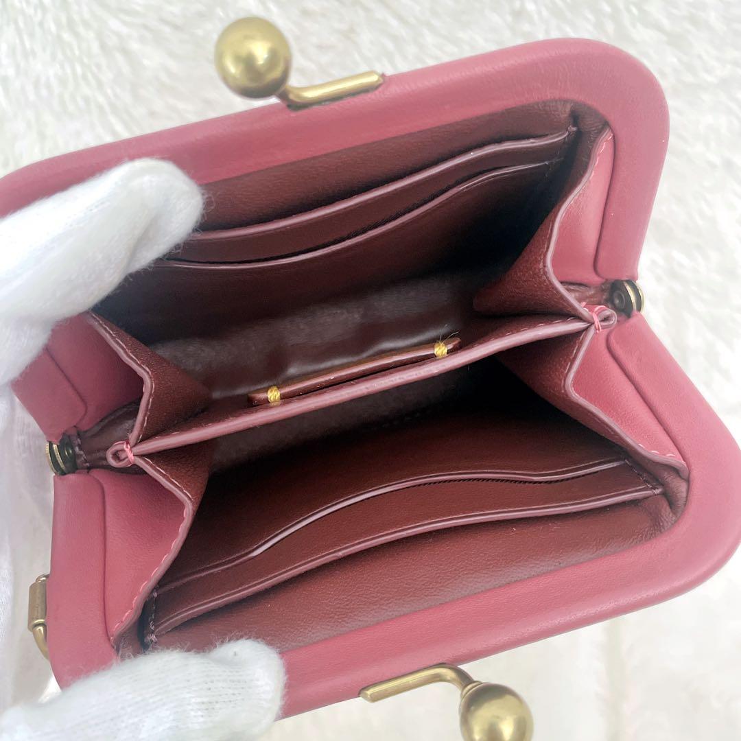 【激カワ】美品 COACH コーチ がま口 ミニ財布 ピンク ケース
