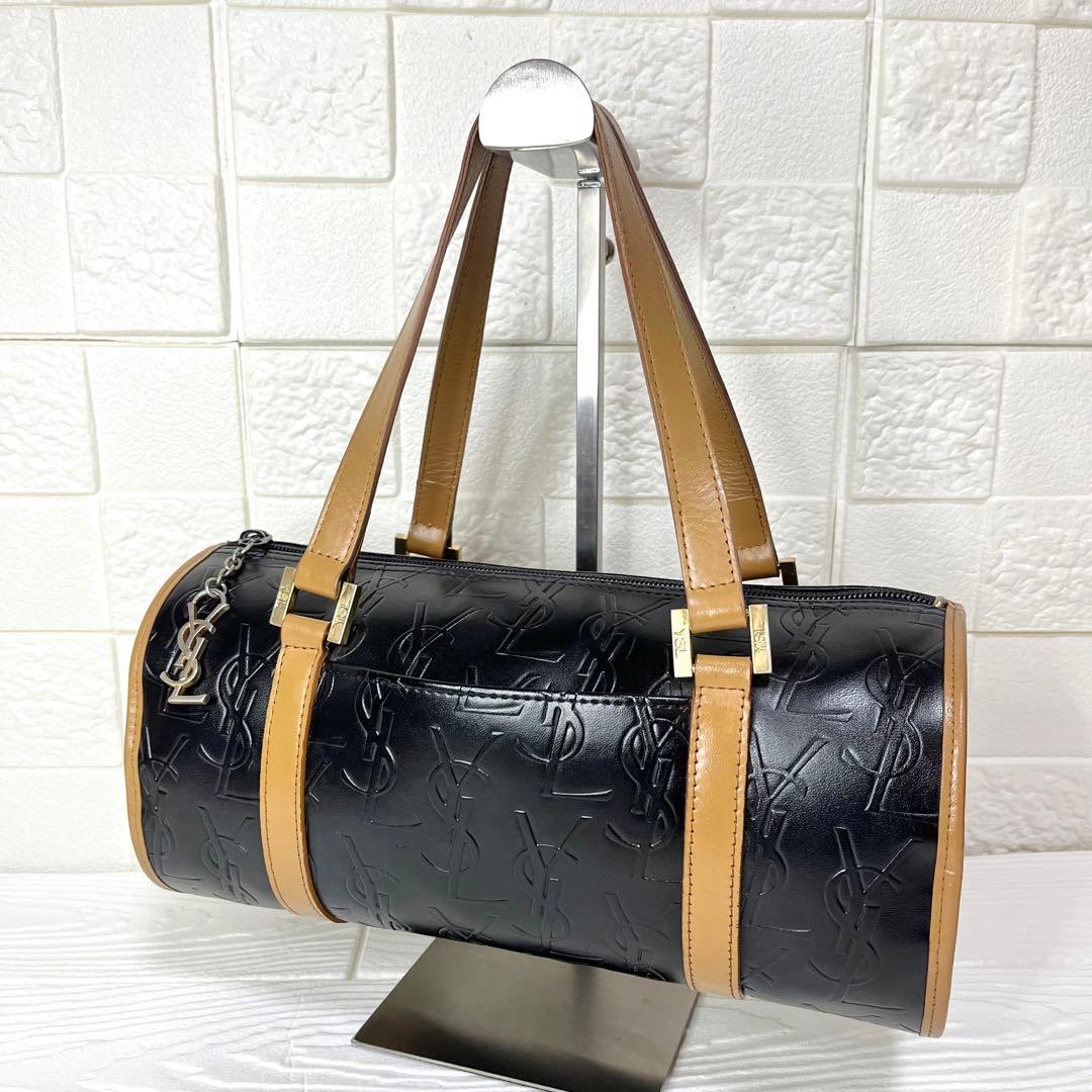 【入手困難】✨美品✨☘️イブサンローラン☘️✨ミニボストンバッグ✨YSL柄✨金具ロゴ