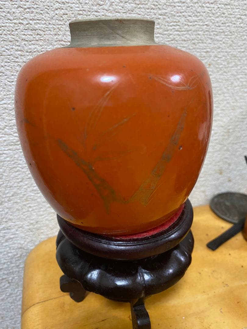 ♥中国 硯 紅糸硯 紅絲硯 小型 520g 骨董品 ♥中国 硯