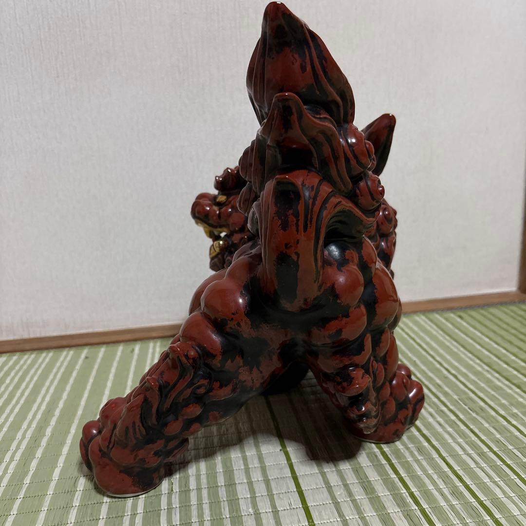 九谷焼 八幡窯 須栄義 獅子 金 赤 縁起物 魔除け 置物｜♢絶品