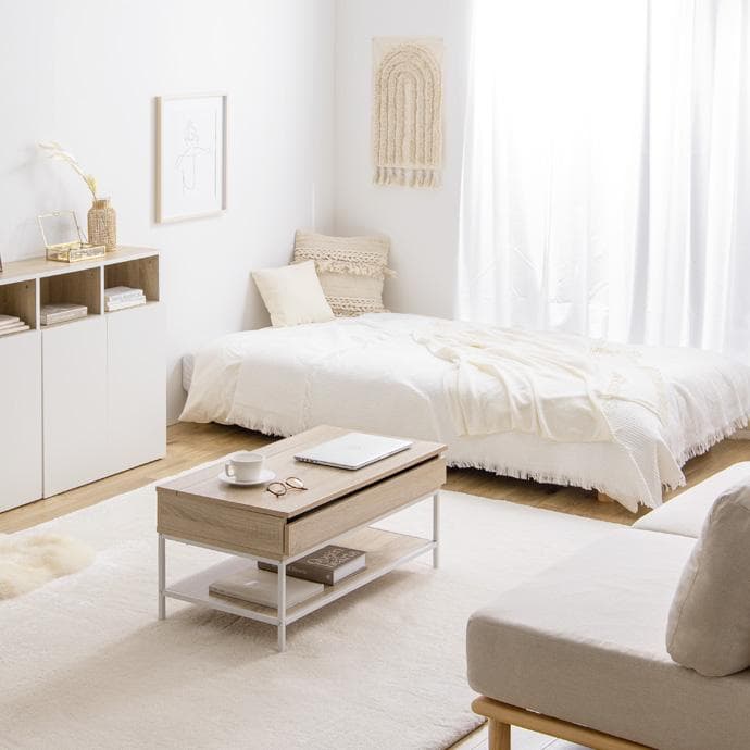 【幅80cm】昇降式テーブル 小さめ 昇降テーブル コンパクト【ブラウン】