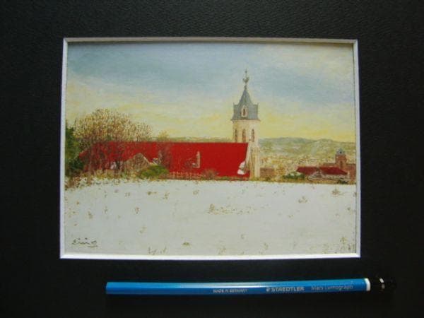 大津 英敏 【函館 雪の日】 希少画集画、状態良好、新品高級額装付