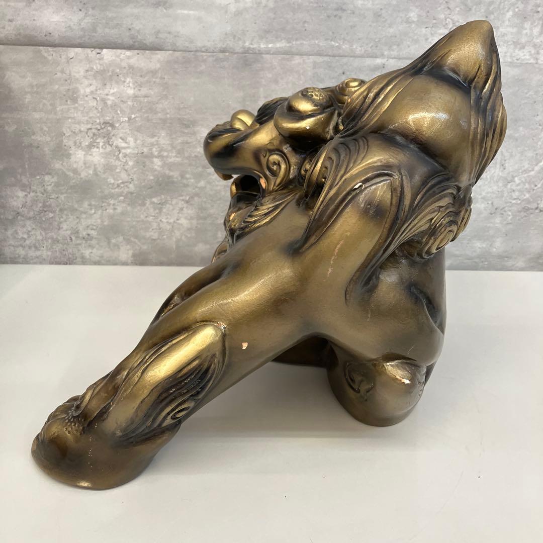 昭和レトロ シーサー 置物 金の玉乗り獅子 狛犬 獅子 縁起物
