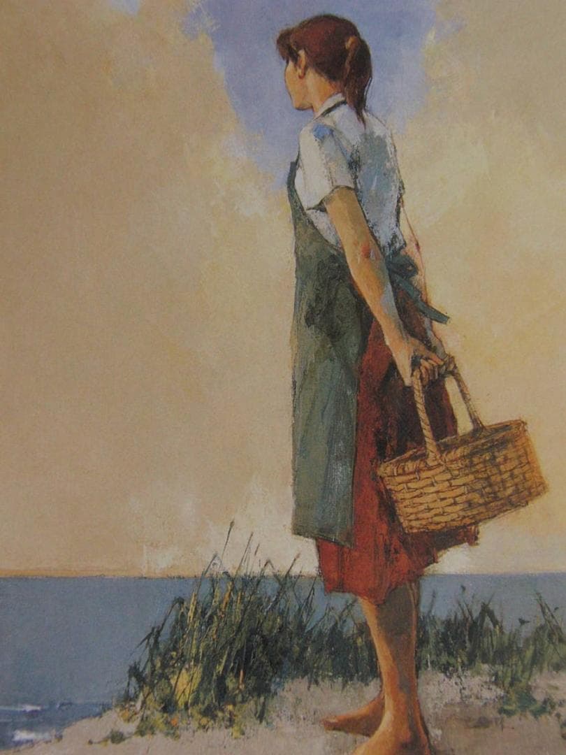 西健吉、【浜】、希少な額装用画集より、新品額装付、状態良好