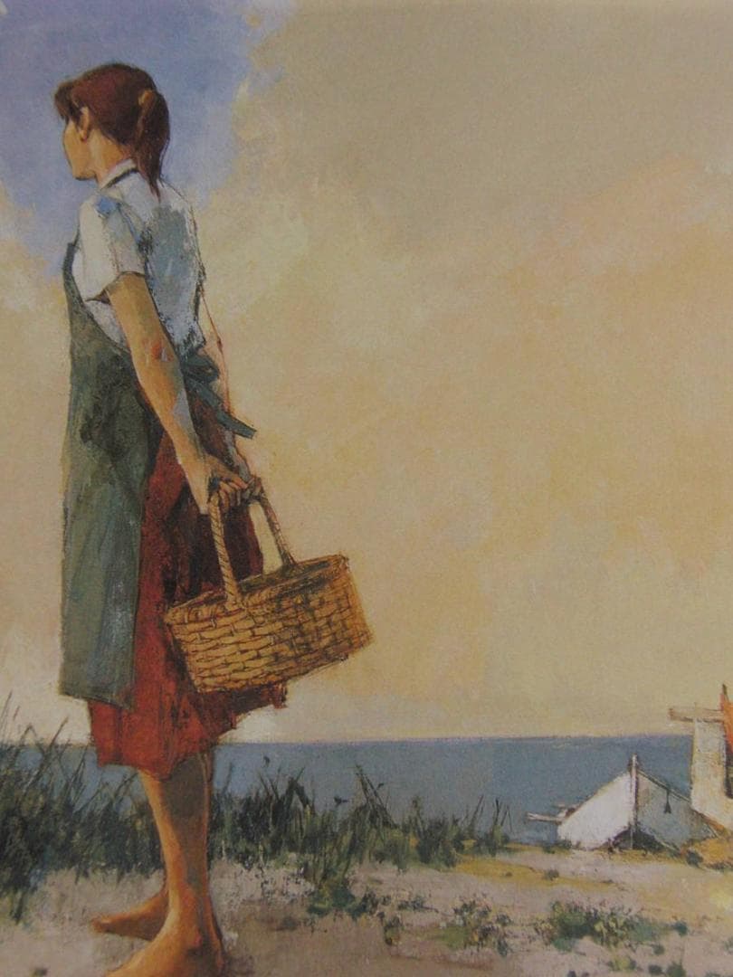 西健吉、【浜】、希少な額装用画集より、新品額装付、状態良好