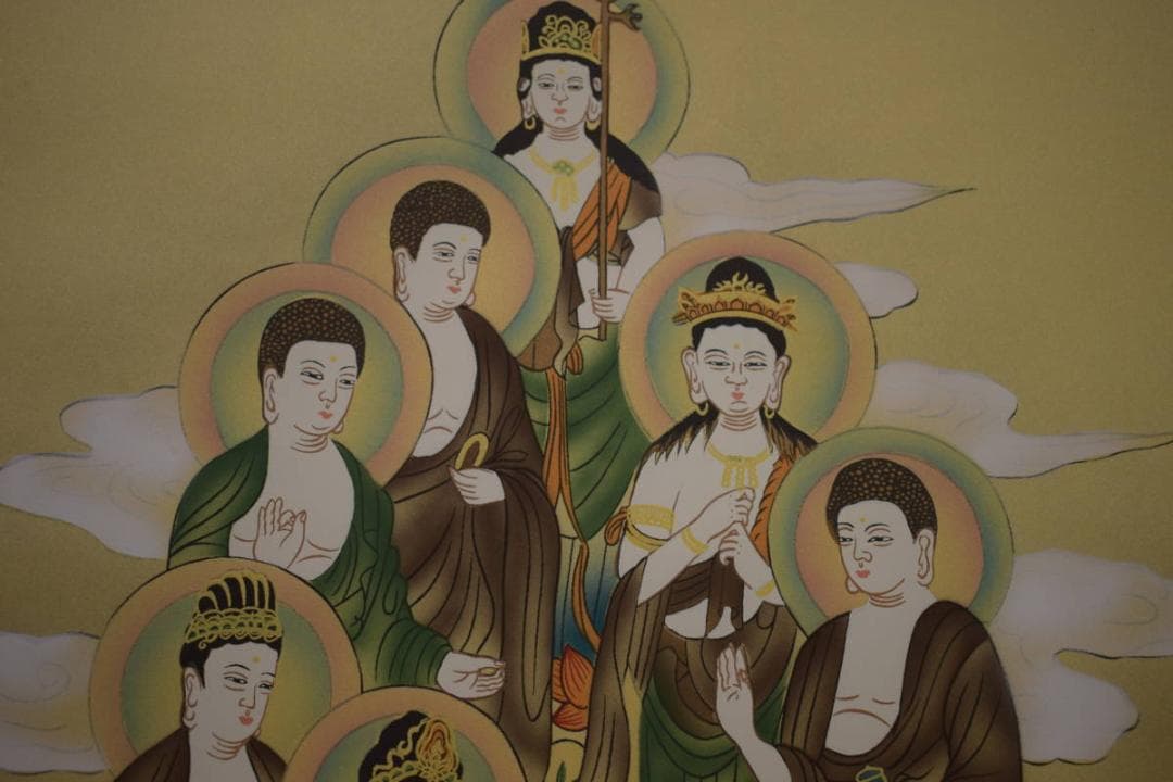 真作/真言十三佛図/真言十三仏図/木崎香秀/桐共箱付/布袋屋掛軸HI-586