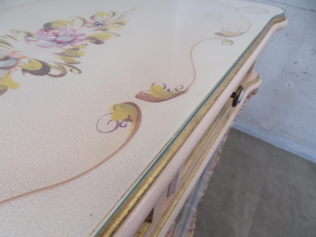 美品□ロココ□姫家具□花柄□ガラスキャビネット□ディスプレイケース