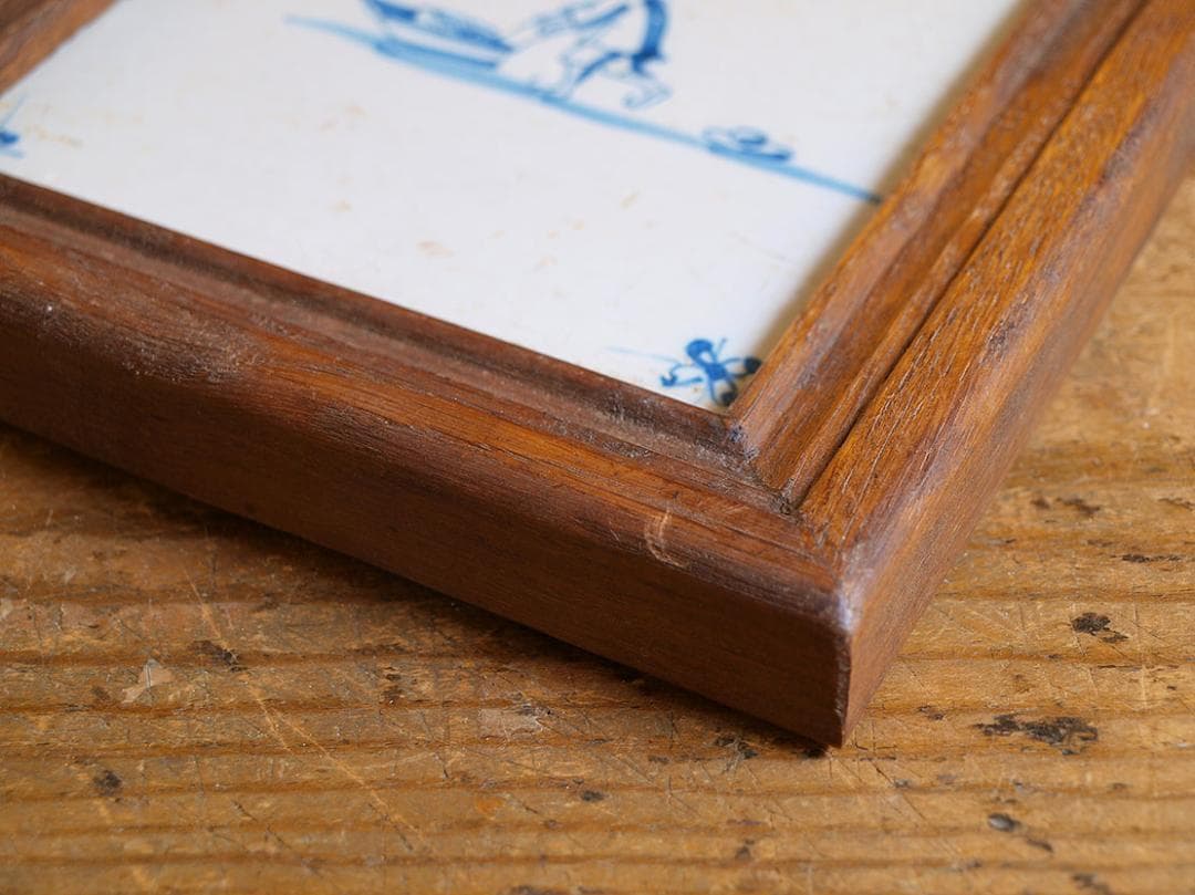 デルフトタイル そり遊び 何かを運ぶ人 帽子落ちてますよ 木製フレーム/