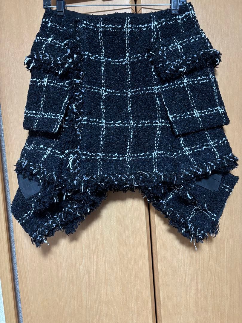 sacai スカート 白黒　ツィード　巻きスカート