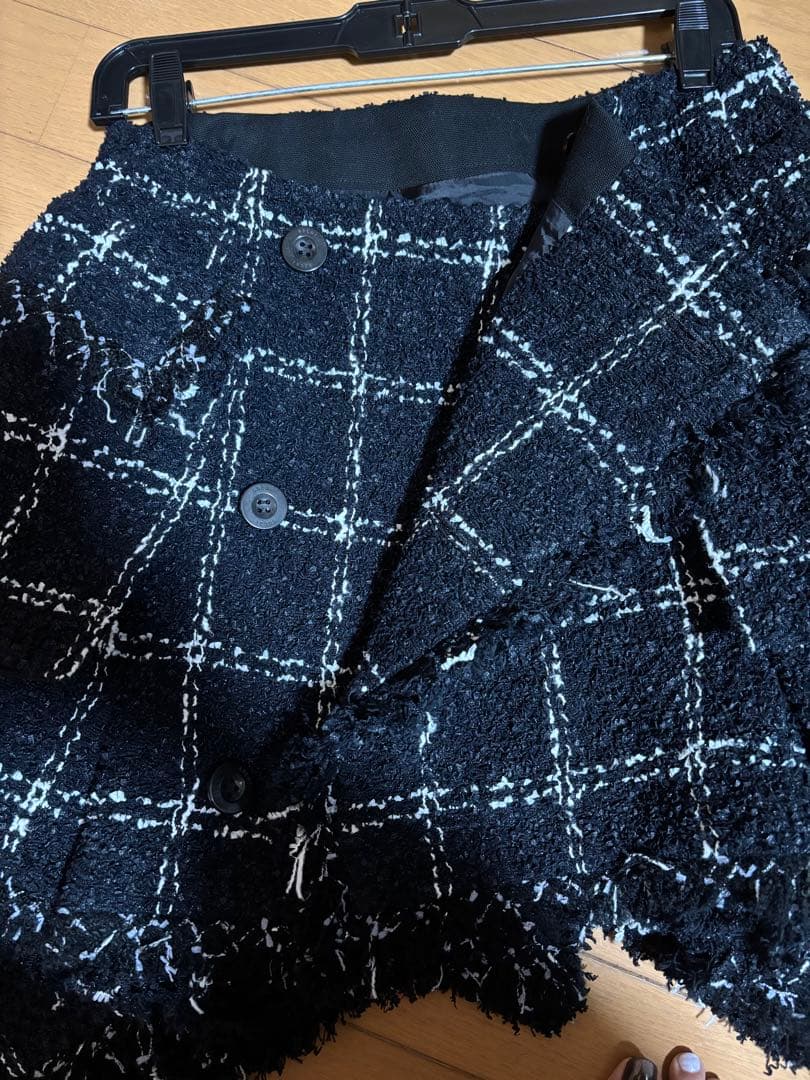 sacai スカート 白黒　ツィード　巻きスカート