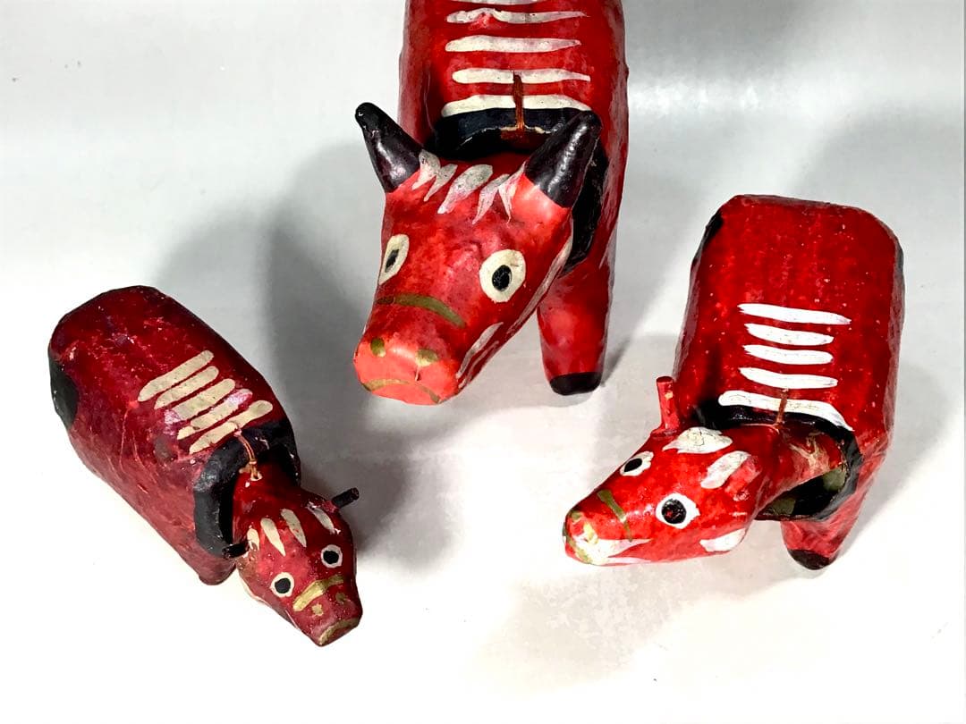 戦前 戦後 首振り 赤べこ 張子 人形 五十嵐民芸 郷土玩具 会津 牛 こけし