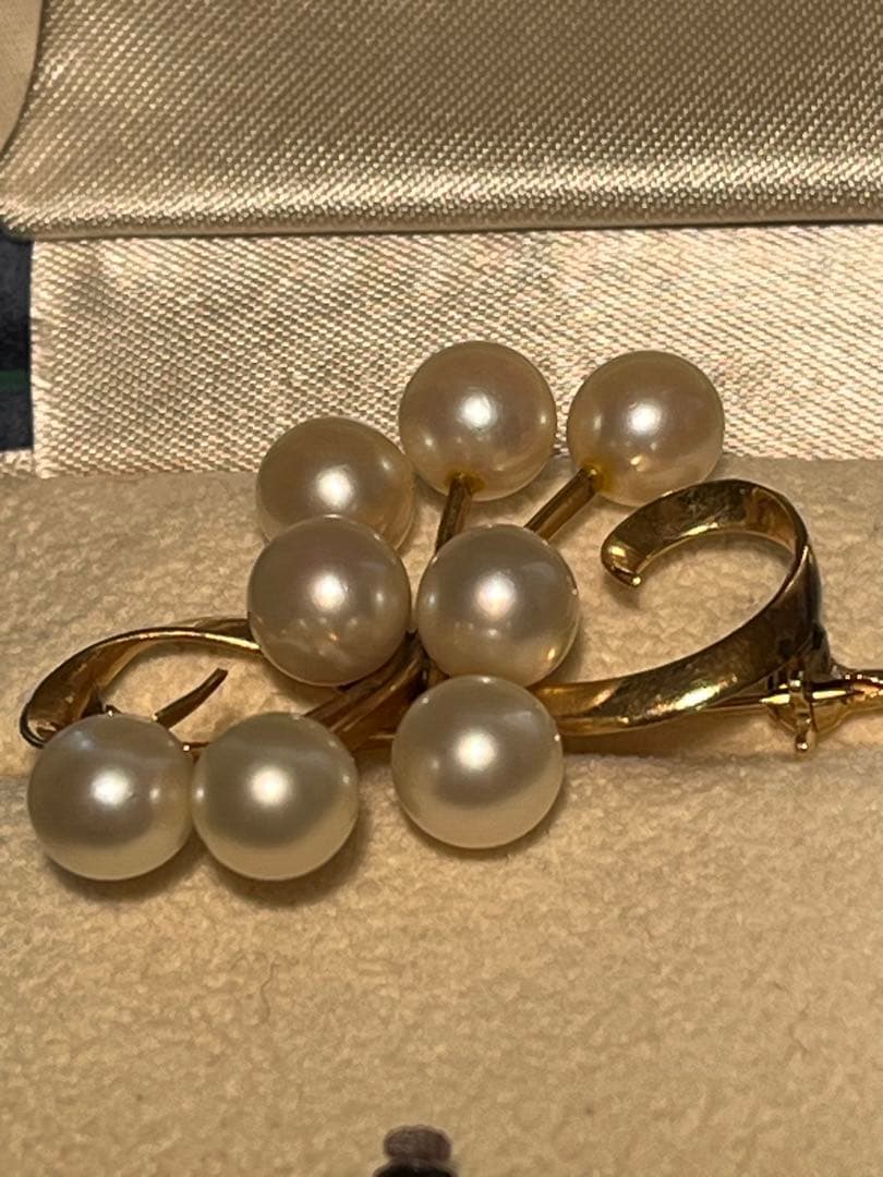 K14 レトロ 真珠 ブローチ