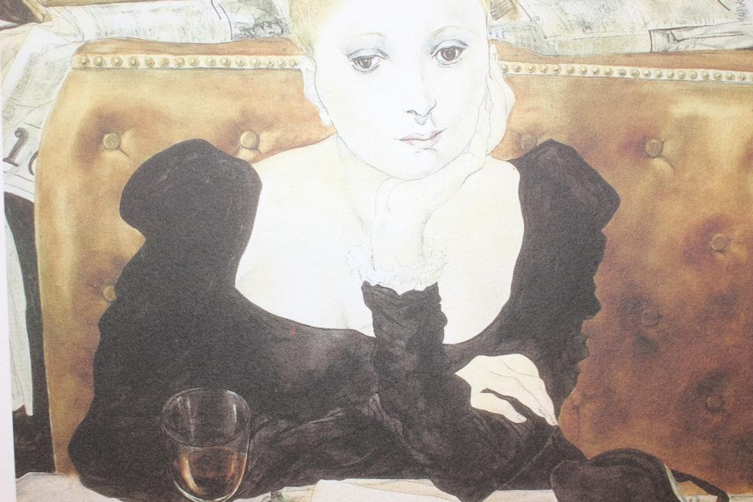 藤田嗣治 エスタンプリトグラフ「カフェ」 100部限定 12/100 美術品