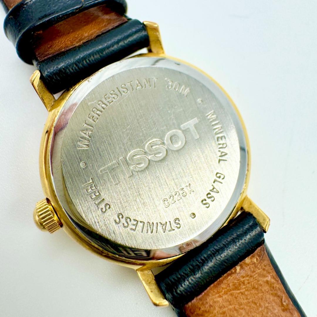 新品電池】TISSOT ラウンド ゴールド文字盤 レザー クォーツ