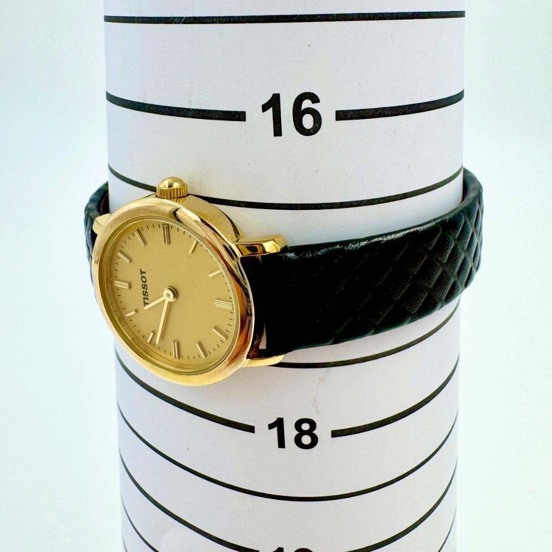 新品電池】TISSOT ラウンド ゴールド文字盤 レザー クォーツ