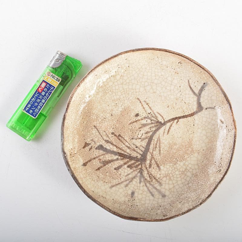 志野焼　絵志野　大橋秋二作　松文　手塩皿　小皿　五客　共箱　V　R7447