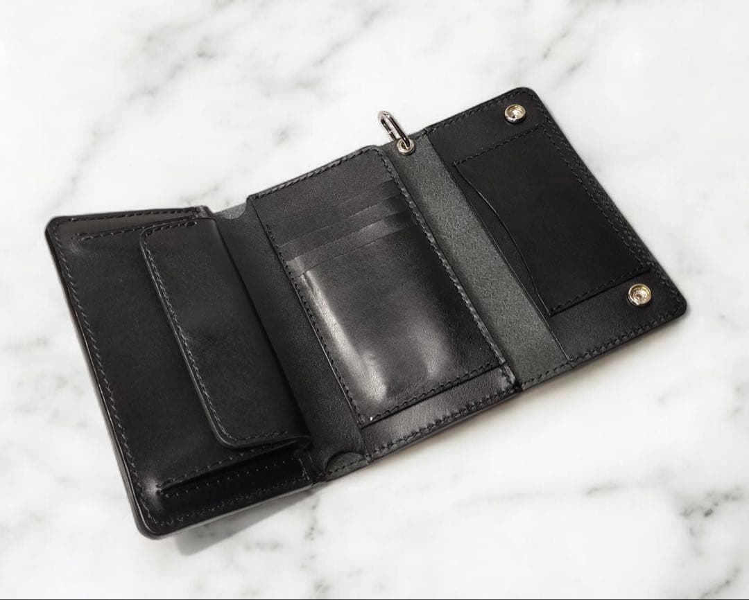 たつろう　栃木レザー　三つ折りトラッカーウォレット