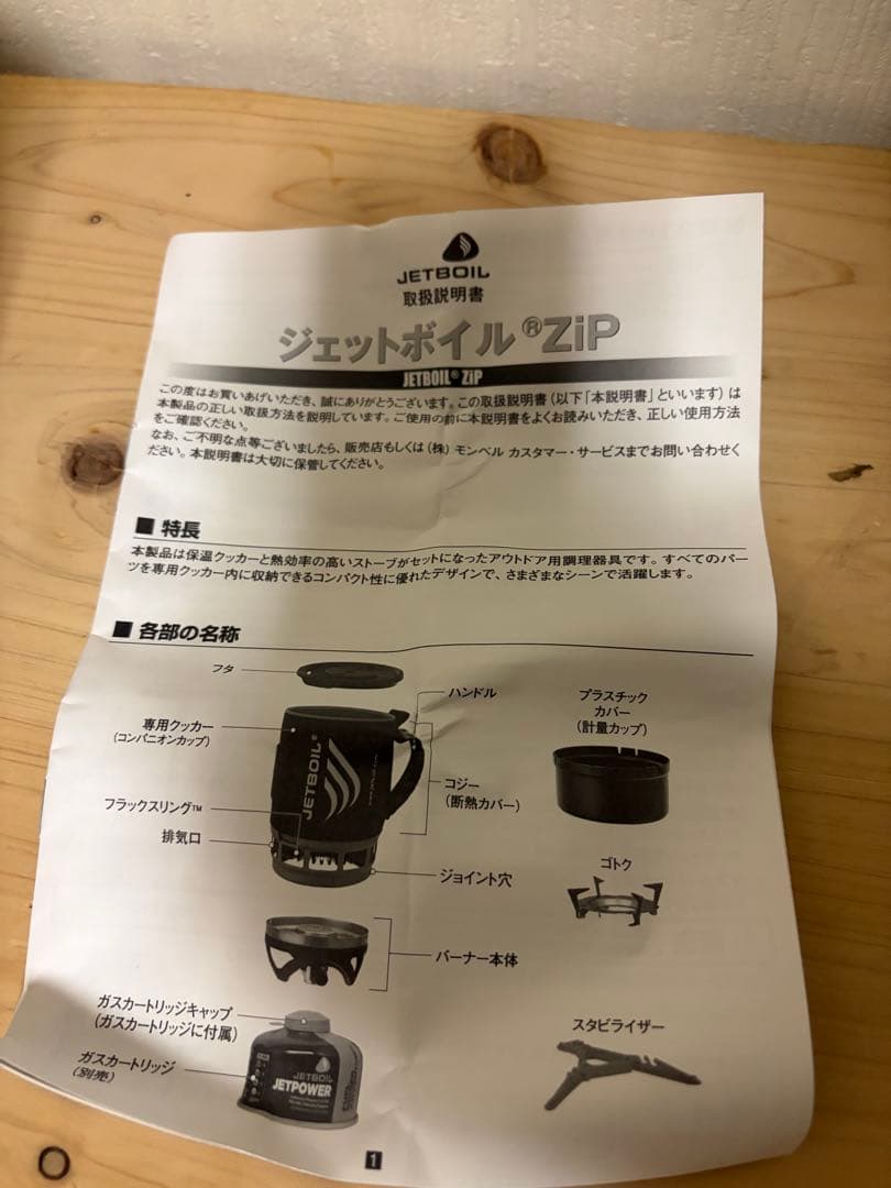 JETBOIL ZIP 0.8 開封済み