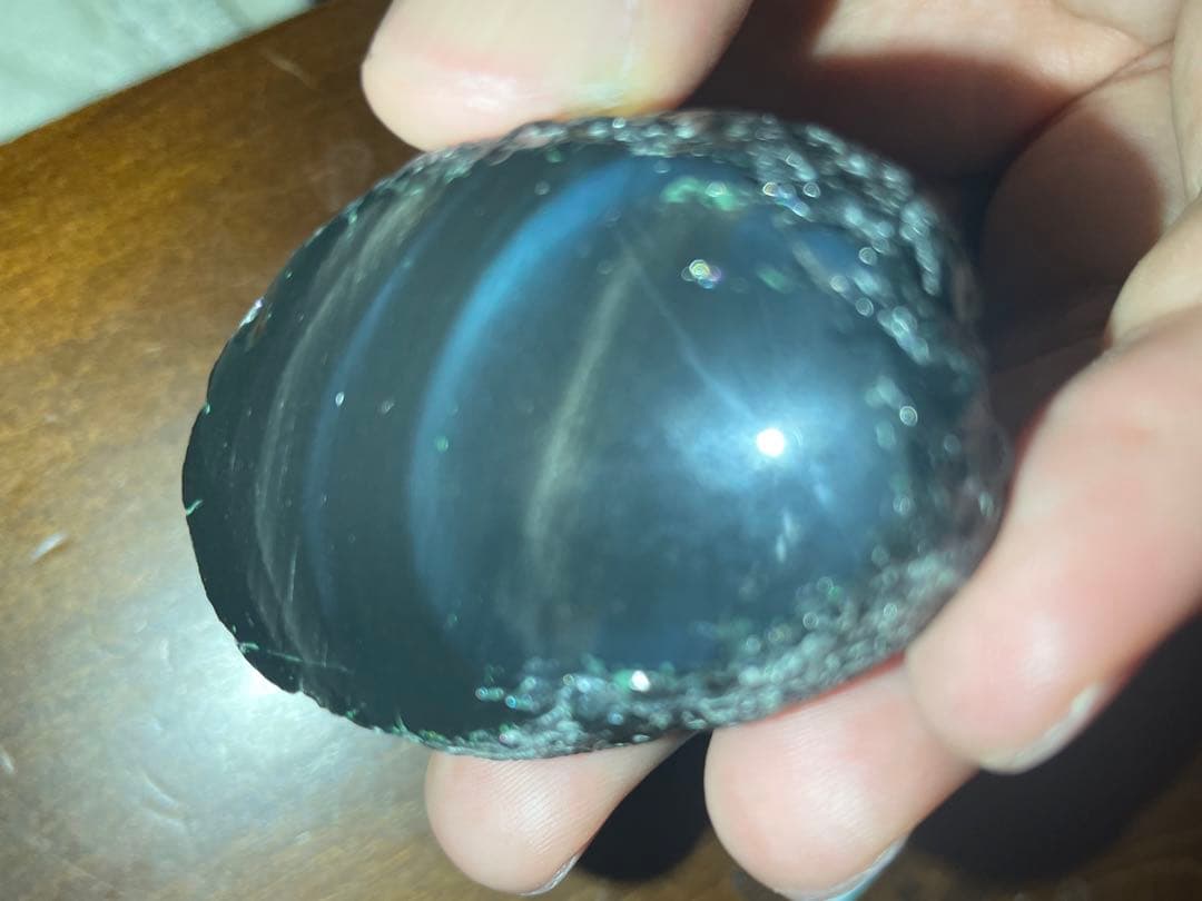 研磨品 十勝玲瓏特級品 両面磨き ゴールデンレインボーオブシディアン