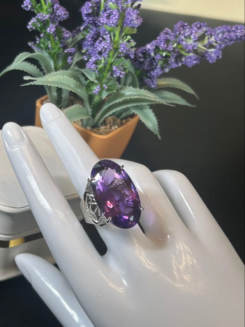 ぶ*ぶ様 天然石アメシスト特大リング16号限定サイズ