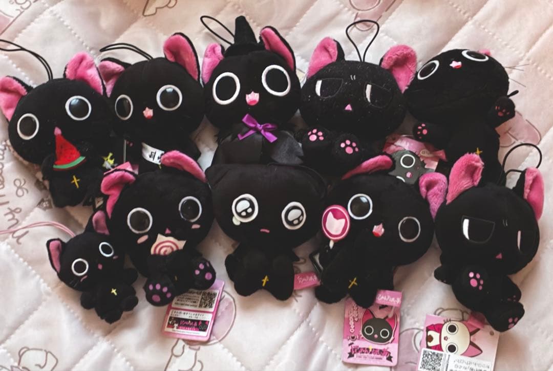 にゃんぱいあ ぬいぐるみ マスコット 黒猫 平日レトロ まとめ売り