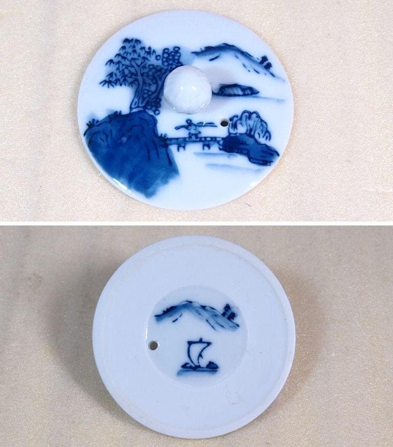 【未使用】佐藤浄清 七宝 銚子 山水染付替え蓋付き 酒次/酒注ぎ 酒器/鉄器