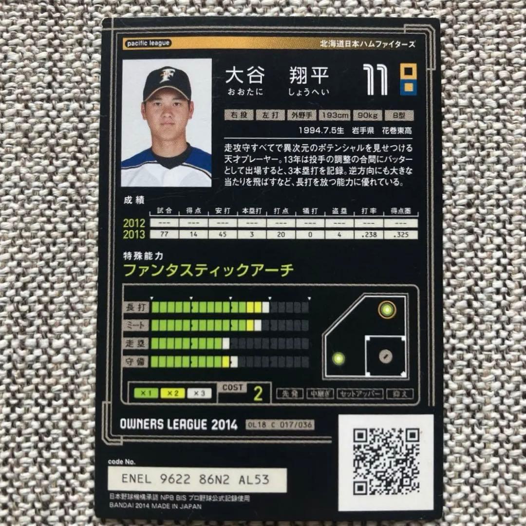 大谷翔平 2014年 北海道日本ハムファイターズ トレーディングカード