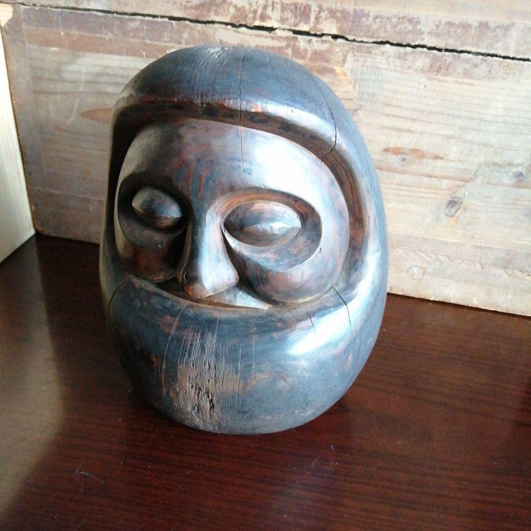 達磨　木彫　24.5cm　江戸期