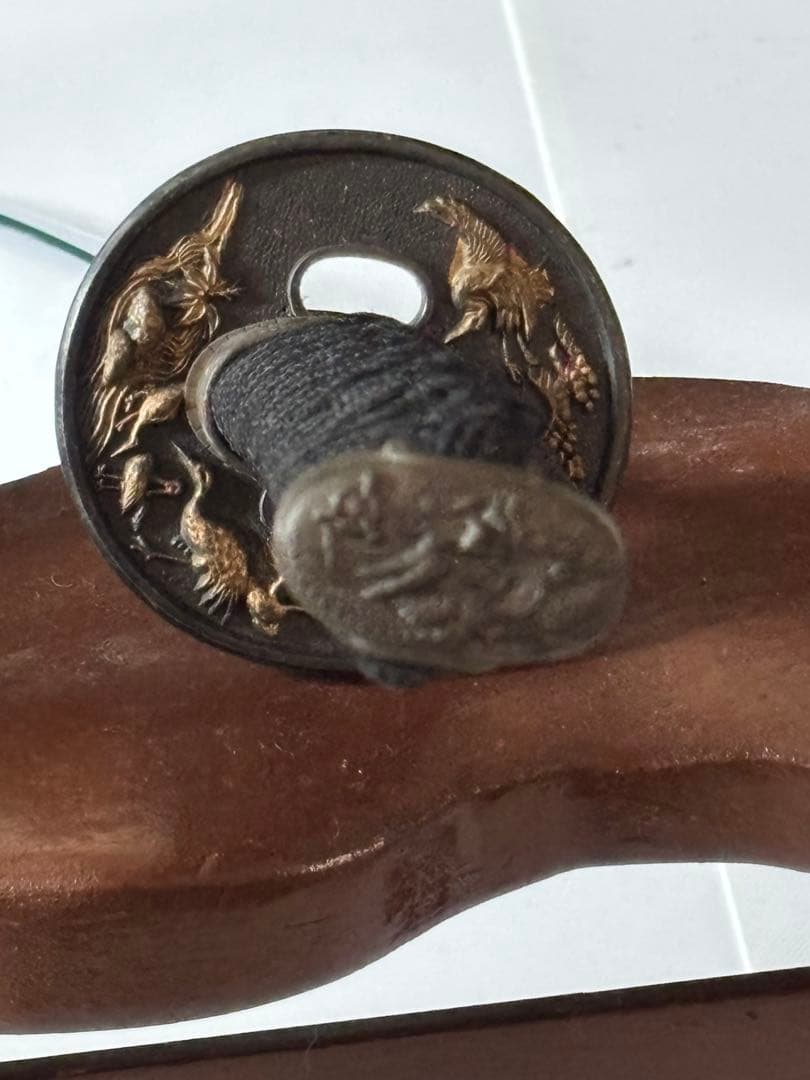 模造刀2本セット 黒地に花の装飾