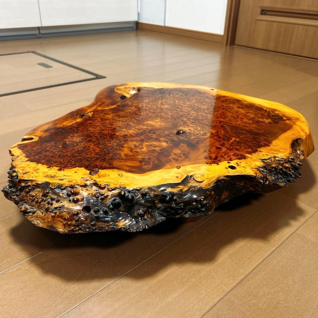 希少】 花梨瘤 飾り台 一枚板 花台 葡萄杢 天然木 -157