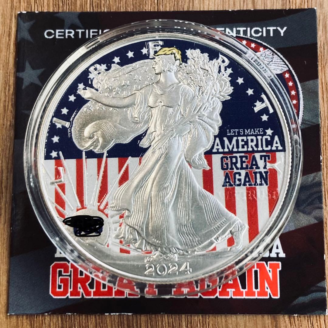 トランプ大統領アメリカンイーグルカラー銀貨MAGA