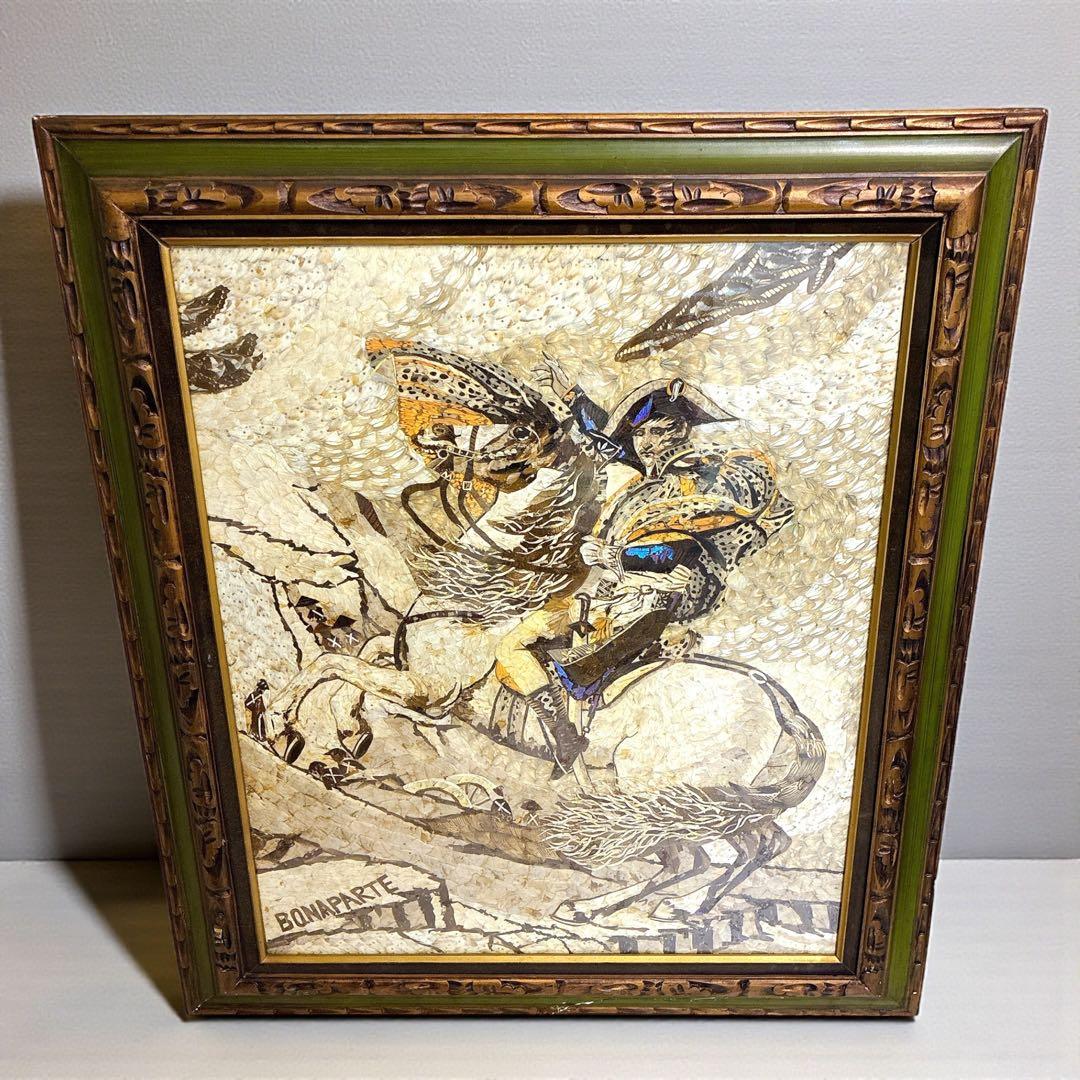 珍品 アンティーク 蝶画 羽 ナポレオン 特大サイズ ヴィンテージ レトロ 騎馬