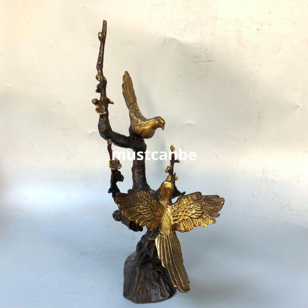 銅器 喜上眉梢 双喜臨門 かささぎ 茶室 文机 客間 玄関 装飾品 工芸品 置物