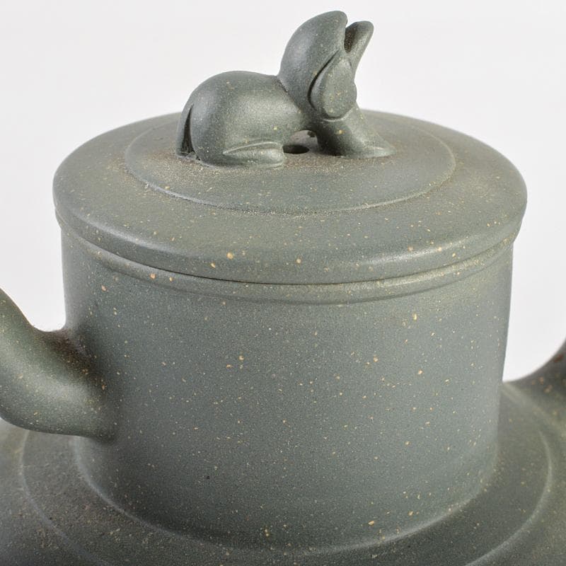 中国 銭菊仙制款 緑泥 神獣摘 急須 茶壷 C R6159