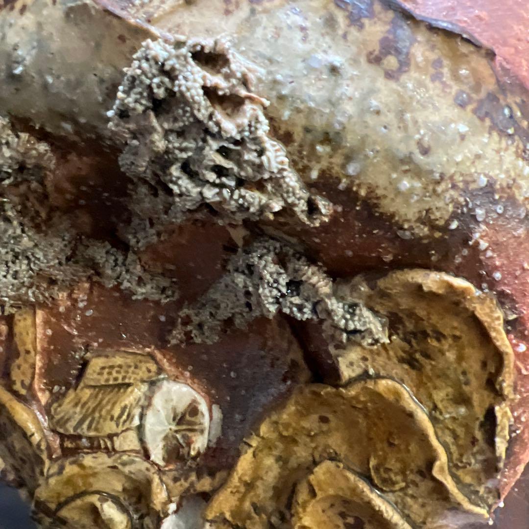 【共箱・説明文付き】信楽焼 花入 仙山窯 素朴で力強い風景の装飾 高さ22.5