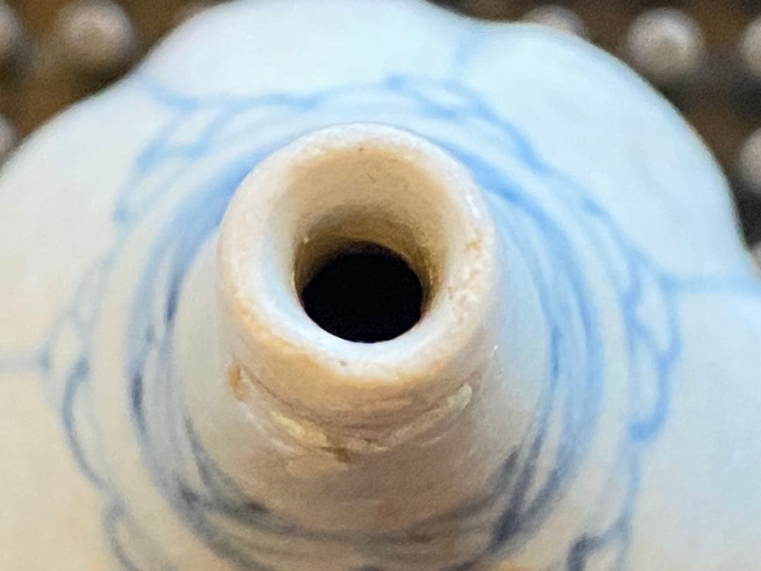 安南焼・アナミス ミニ染付花器 鑑賞台付 一輪挿し ヴィンテージ レア