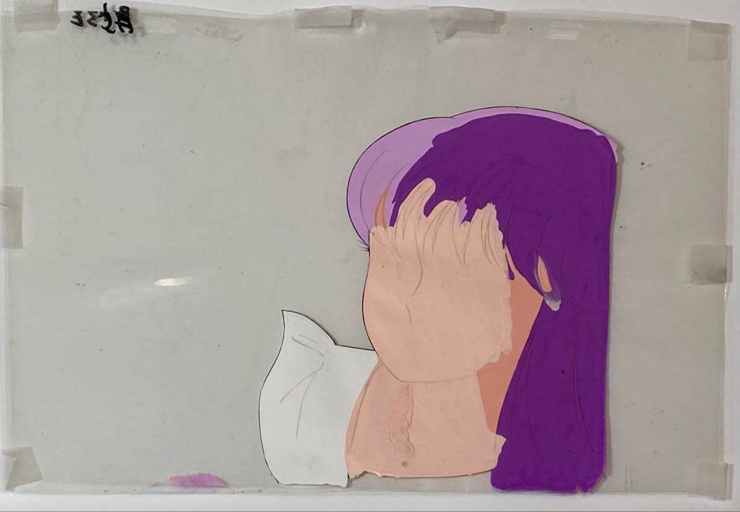 t２５　レア　大判聖闘士星矢セル画【城戸沙織】背景画・額縁付き