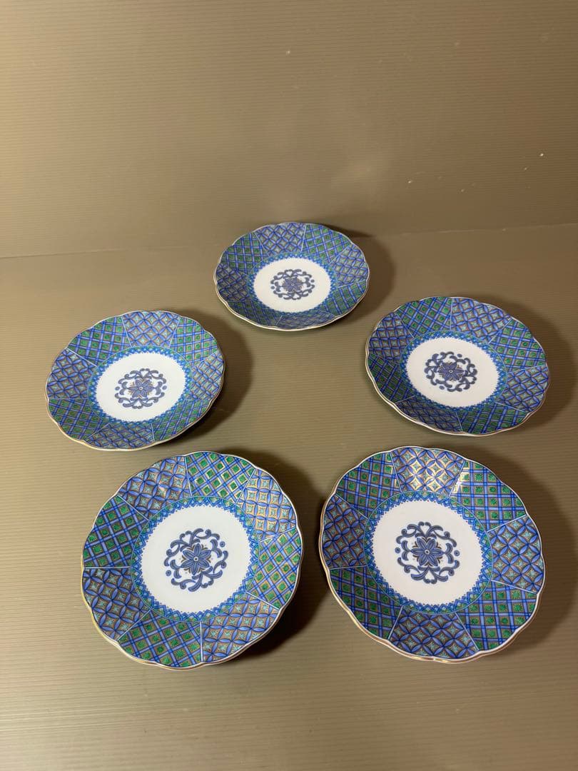 2815 有田焼 翔山 金彩 銘々皿 5枚セット 未使用 香蘭社 フルーツ皿 瑠璃